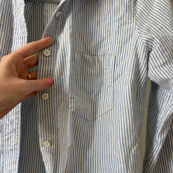 J. Crew Boys Blue and White Striped Button Down - Picture 3 of 4